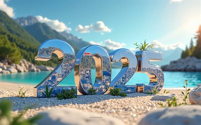 2025 Montenegro, 4k, travel in Montenegro 2025, summer 2025 in Montenegro, 2025 concepts, Montenegro 2025 digits, 3d art, Montenegro flag, 2025 3d digits