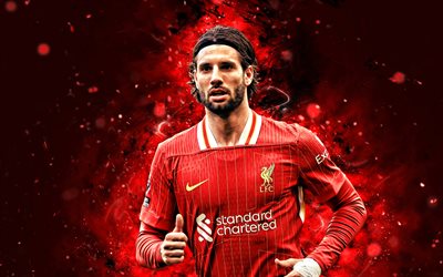 4k, Dominik Szoboszlai, close-up, Liverpool FC, Premier League, LFC, hungarian footballers, Dominik Szoboszlai 4K, red neon lights, football, soccer, Dominik Szoboszlai Liverpool
