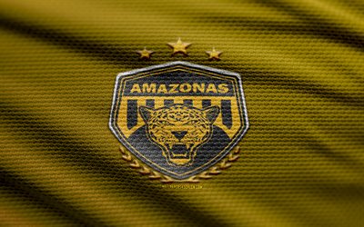logotipo de tela de amazonas fc, 4k, fondo de tela amarilla, serie brasileña b, bokeh, fútbol, logotipo de amazonas fc, fútbol americano, amazonas fc emblema, amazonas fc, club de fútbol brasileño, amazonas