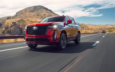 2026, cadillac escalade, 4k, ön görünüm, dış, kırmızı lüks suv, kırmızı cadillac escalade, yeni cadillac escalade 2026, amerikan arabaları, cadillac