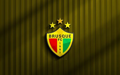 4k, Brusque FC 3D logo, Brazilian Serie C, yellow 3D background, soccer, Brusque FC emblem, Brusque FC logo, Brusque, football, brazilian football club, Brusque FC