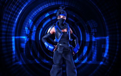 indigo kuno fortnite, 4k, fond en spirale bleu, fortnite, créatif, skin indigo kuno, skin kuno de fortnite indigo, indigo kuno, personnages fortnite