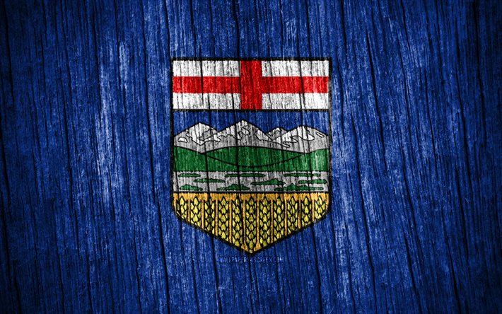 4k, bandiera dell alberta, giorno dell alberta, province canadesi, bandiere di struttura in legno, province del canada, alberta, canada