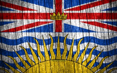 4K, Flag of British Columbia, Day of British Columbia, canadian provinces, wooden texture flags, British Columbia flag, Provinces of Canada, British Columbia, Canada