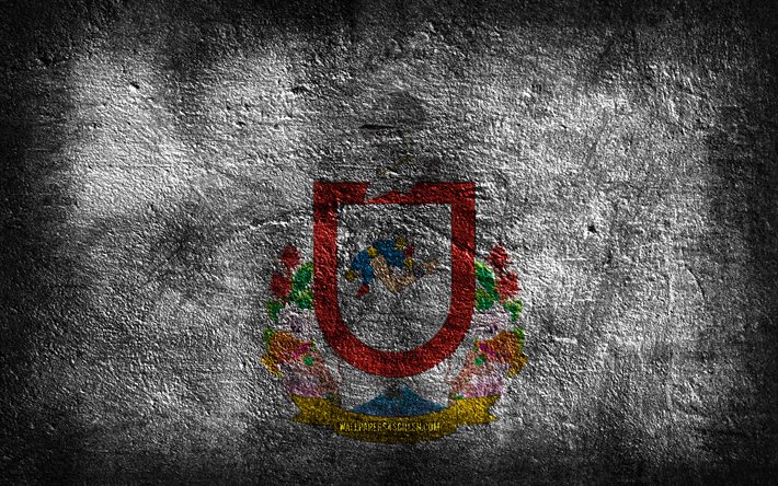 4k, コリマの旗, メキシコの州, 石のテクスチャ, 石の背景, コリマの日, グランジアート, コリマ州, メキシコの国のシンボル, コリマ, メキシコ