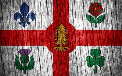 4K, Flag of Montreal, Day of Montreal, Canadian cities, wooden texture flags, Montreal flag, cities of Canada, Montreal, Canada