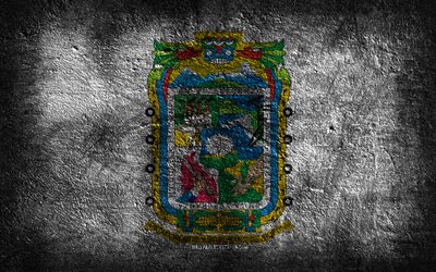4k, pueblan lippu, meksikon osavaltio, kivirakenne, kivi tausta, pueblan päivä, grunge-taide, pueblan osavaltio, meksikon kansalliset symbolit, puebla, meksiko