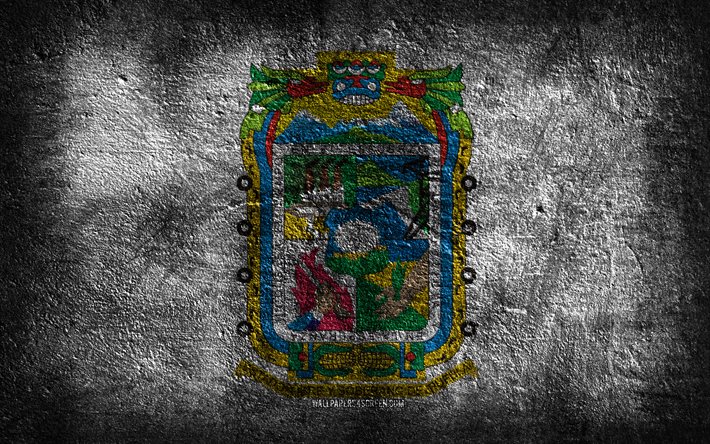 4k, プエブラの旗, メキシコの州, 石のテクスチャ, 石の背景, プエブラの日, グランジアート, プエブラ州, メキシコの国のシンボル, プエブラ, メキシコ