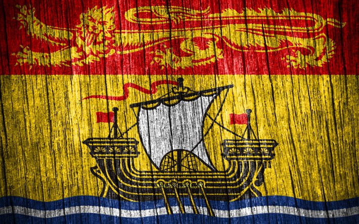 4k, drapeau du nouveau-brunswick, jour du nouveau-brunswick, provinces canadiennes, drapeaux de texture en bois, provinces du canada, nouveau-brunswick, canada
