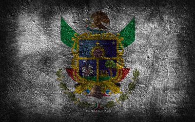 4k, drapeau de querétaro, état mexicain, texture de pierre, fond de pierre, jour de querétaro, grunge art, état de querétaro, mexicain symboles nationaux, querétaro, mexique