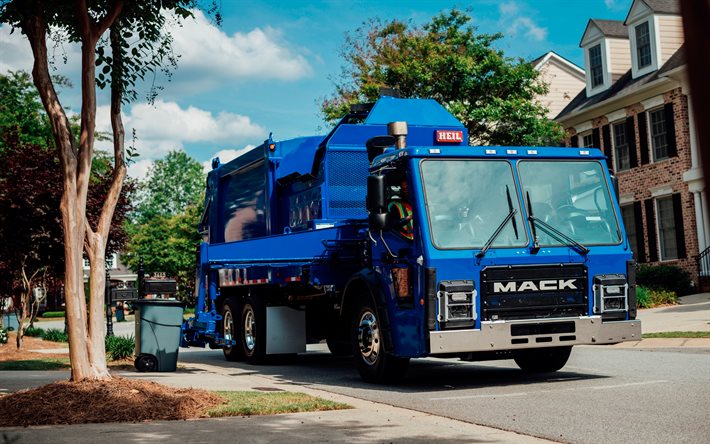 mack lr heil refuse truck, rue, lkw, 2015 camions, transport de marchandises, red mack lr, camion à ordures, équipement spécial, camions, camions américains, mack
