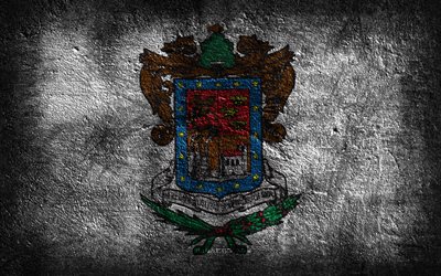 4k, bandiera di michoacan de ocampo, stato messicano, struttura di pietra, sfondo di pietra, giorno di michoacan de ocampo, grunge, arte, stato di michoacan de ocampo, simboli nazionali messicani, michoacan de ocampo, messico