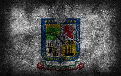 4k, bandiera del nuevo leon, stato messicano, struttura di pietra, sfondo di pietra, giorno del nuevo leon, grunge, arte, stato del nuevo leon, simboli nazionali messicani, nuevo leon, messico