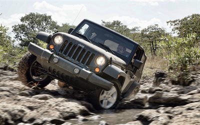 jeep wrangler rubicon, offroad, suv, 2009 bilar, black jeep wrangler, amerikanska bilar, wrangler jk, 2009 jeep wrangler, jeep