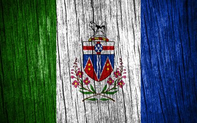 4k, 유콘의 국기, 유콘의 날, 캐나다 지방, 나무 질감 깃발, 유콘 국기, 유콘, 캐나다