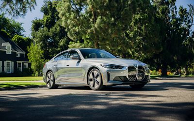 bmw i4 edrive40, 4k, coches eléctricos, 2022 coches, g26, bmw i4 g26, blanco bmw i4, 2022 bmw i4, coches alemanes, bmw g26, bmw