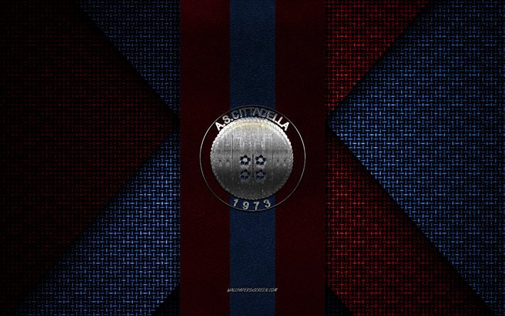 AS Cittadella, Serie B, red blue knitted texture, AS Cittadella logo, Italian football club, AS Cittadella emblem, football, Cittadella, Italy