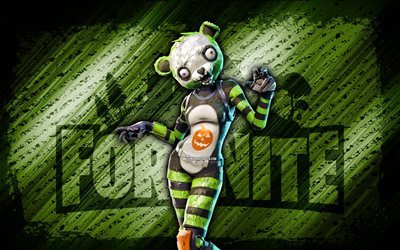 Spooky Team Leader Fortnite, 4k, green diagonal background, grunge art, Fortnite, artwork, Spooky Team Leader Skin, Fortnite characters, Spooky Team Leader, Fortnite Spooky Team Leader Skin