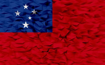 flagge von samoa, 4k, 3d-polygon-hintergrund, samoa-flagge, 3d-polygon-textur, tag von samoa, 3d-samoa-flagge, nationale symbole von samoa, 3d-kunst, samoa