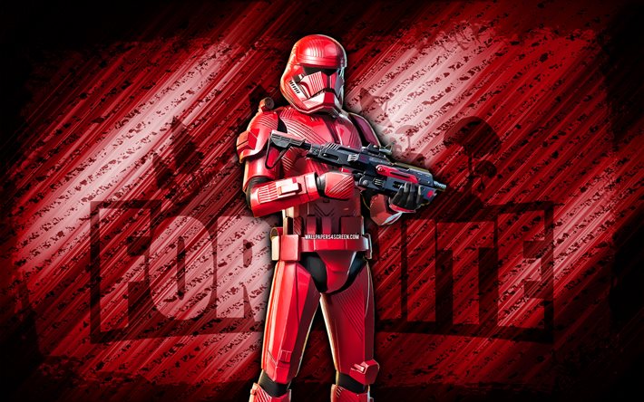 Sith Trooper Fortnite, 4k, red diagonal background, grunge art, Fortnite, artwork, Sith Trooper Skin, Fortnite characters, Sith Trooper, Fortnite Sith Trooper Skin