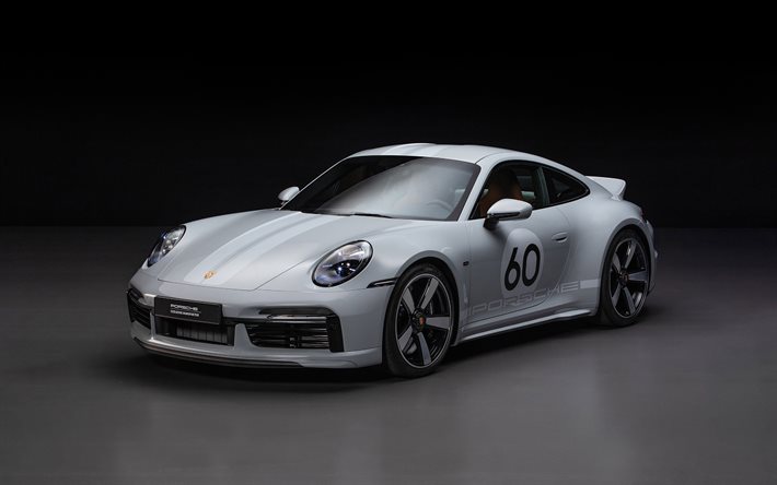 2023, porsche 911 sport classic, 4k, näkymä edestä, harmaa urheilucoupe, ulkopuoli, porsche 911 turbo tuning, saksalaiset urheiluautot, harmaa porsche 911, porsche tuning