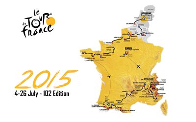 地図, ルート, 2015, ツアー-ド-フランス, フランス, レース