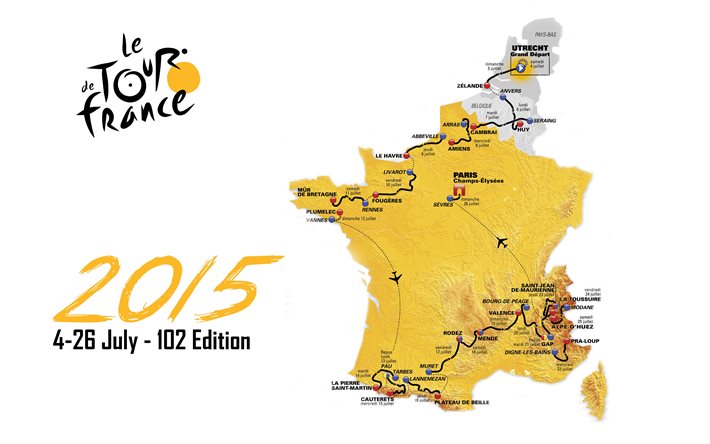 خريطة, الطريق, 2015, tour-de-france, فرنسا, سباق