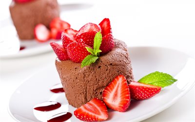 chocolate mousse, chocolate dessert, chocolate, strawberry