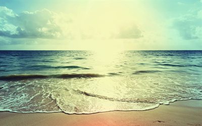 el amanecer, el mar, la ola, la mañana, la playa