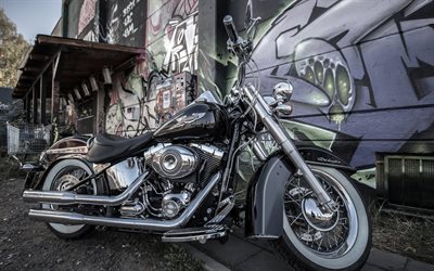 fresco de motocicletas, Harley-Davidson, harley