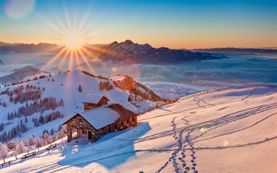 en hiver, les montagnes, les alpes, suisse