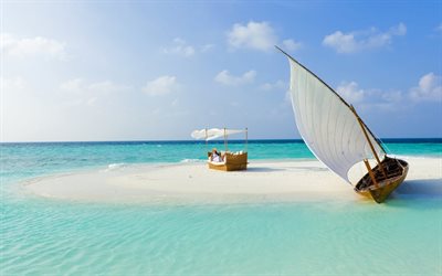 yacht, island, the ocean, romantic places