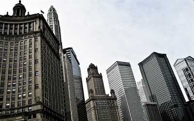 chicago, usa, skyskrapor, amerika, centrum, illinois