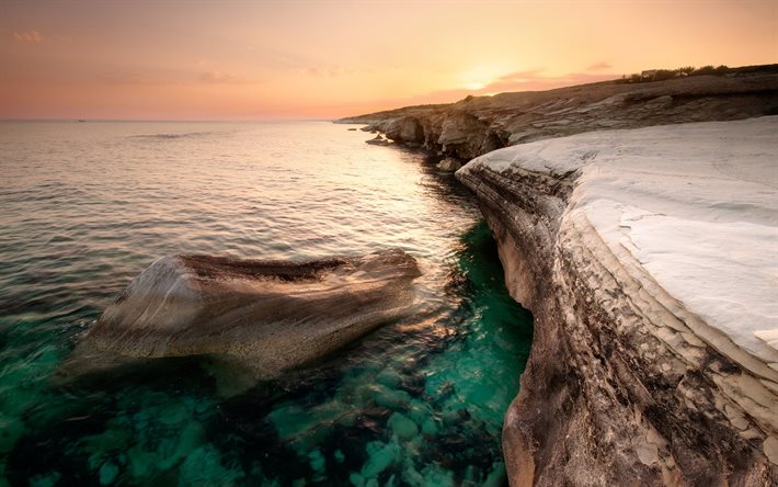 island, cyprus, rock, coast, alamanos coast