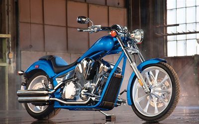 blå motorcykel, motorcyklar, choppers