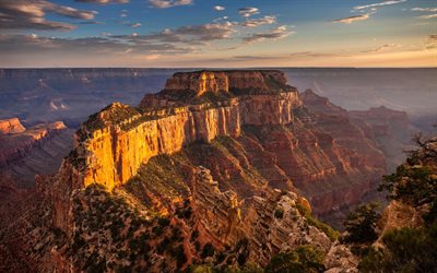 शाम, सूर्यास्त, ग्रांड canyon, arizona, संयुक्त राज्य अमेरिका
