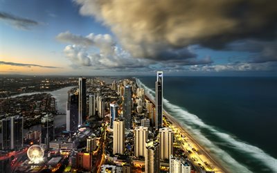australia, b1 torre, grattacieli, gold coast, surfers paradise