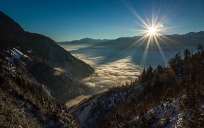 las montañas, el amanecer, el rock, el paisaje de montaña