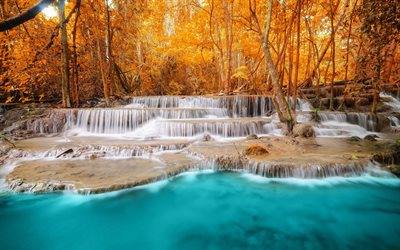 vackra vattenfall, thailand, vattenfall, skog