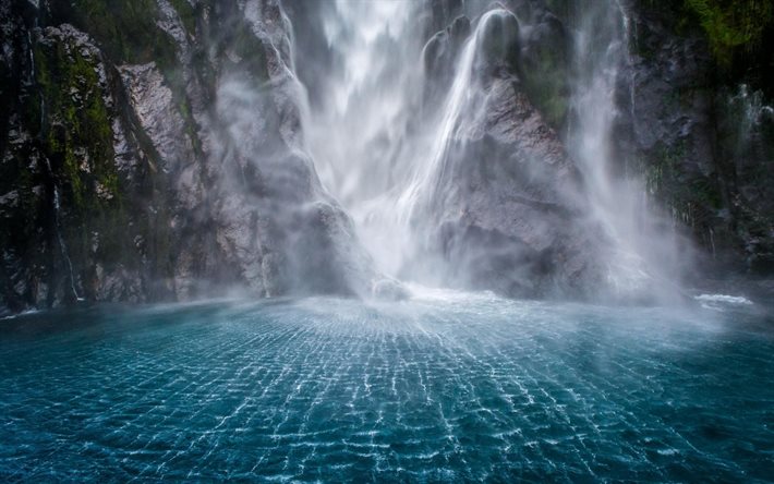 bela cachoeira, lago azul, águas claras, vida selvagem