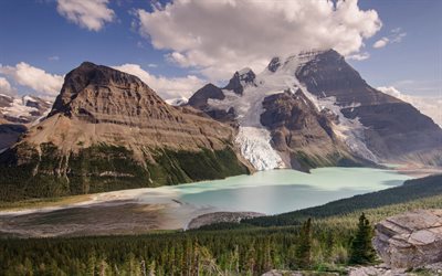 berg sjö, landskap, kanada, sjön, berg, mount robson