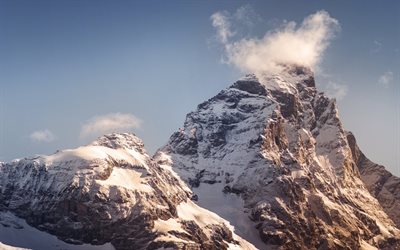 바, 산, 산악, the matterhorn, alps, 스위스, 알프스의 봉우리