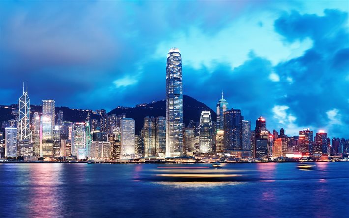 香港, ビクトリアピーク, 高層ビル群, 中国