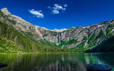 mountains, rock, mountain, the lake, avalanche lake