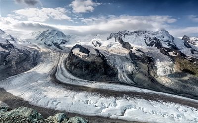 winter, snow, rock, mountain glacier, mountains, glacier, mountain landscape