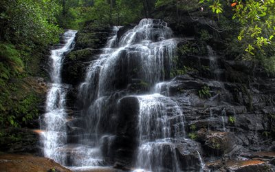 australia, stones, rock, waterfall, falling water, wentworth falls