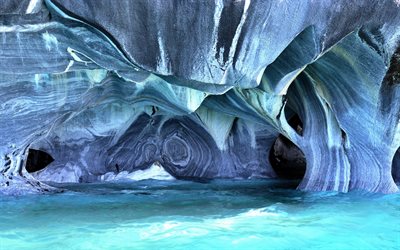 rock, sahil, okyanus, Şili mermer mağaralar, patagonia