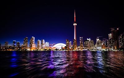 كندا, تورونتو, المدن الكبرى, ليلة, المدينة في الليل