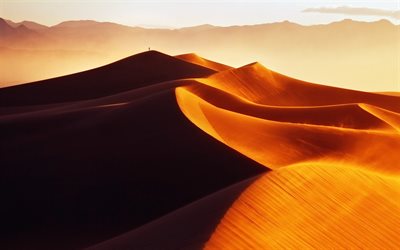 le soir, des dunes, le désert, coucher de soleil