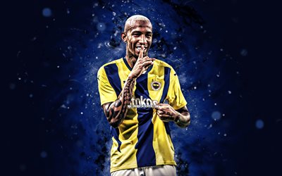 talisca, 4k, mavi neon işıklar, fenerbahce fc, süper lig, brezilyalı futbolcular, talisca 4k, futbol, anderson talisca, fenerbahce sk, talisca fenerbahce
